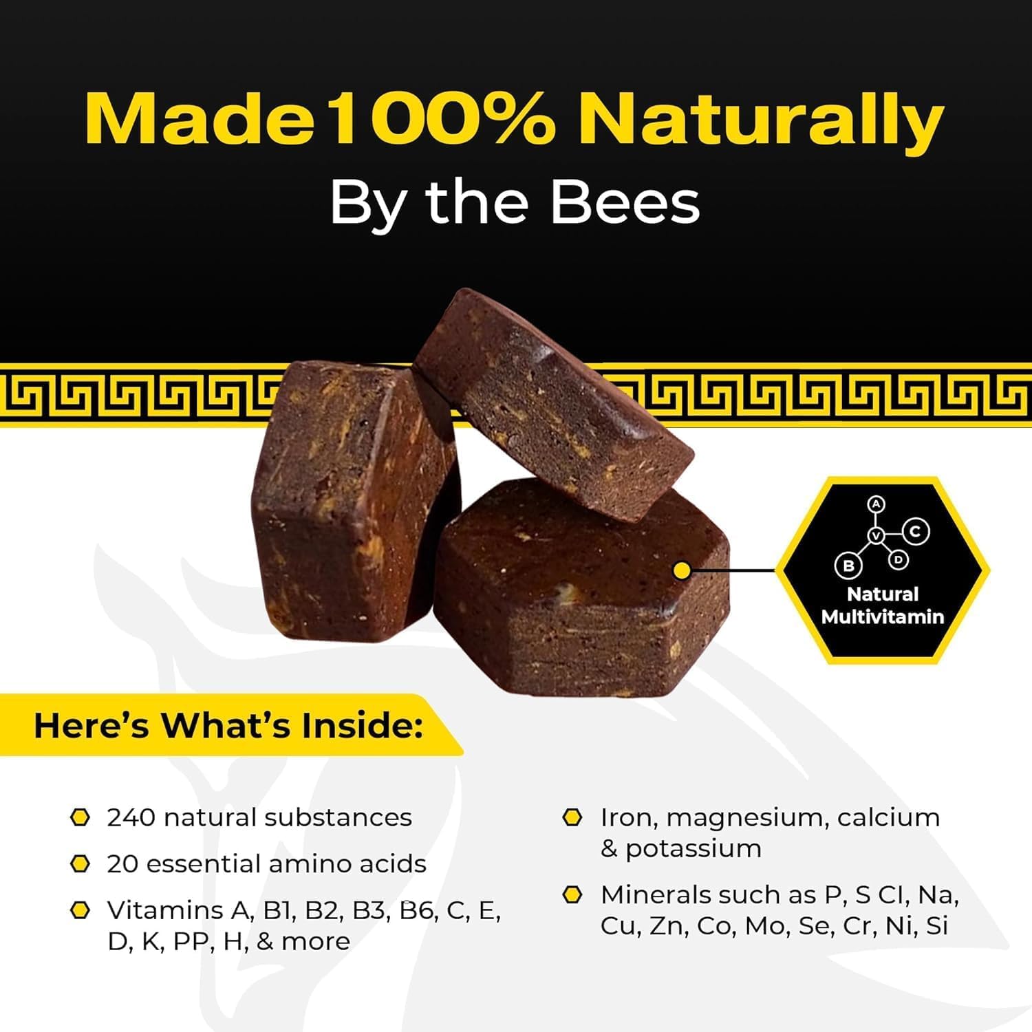 Spartan Bee Bread Chewables | Natural Multivitamin with High-Absorption Bee Pollen & Honey | Fermented by Bees for Energy, Vitality, Sleep, Recovery & Immunity | Non-GMO & 100% Natural