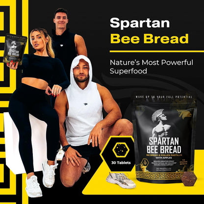 Spartan Bee Bread Chewables | Natural Multivitamin with High-Absorption Bee Pollen & Honey | Fermented by Bees for Energy, Vitality, Sleep, Recovery & Immunity | Non-GMO & 100% Natural