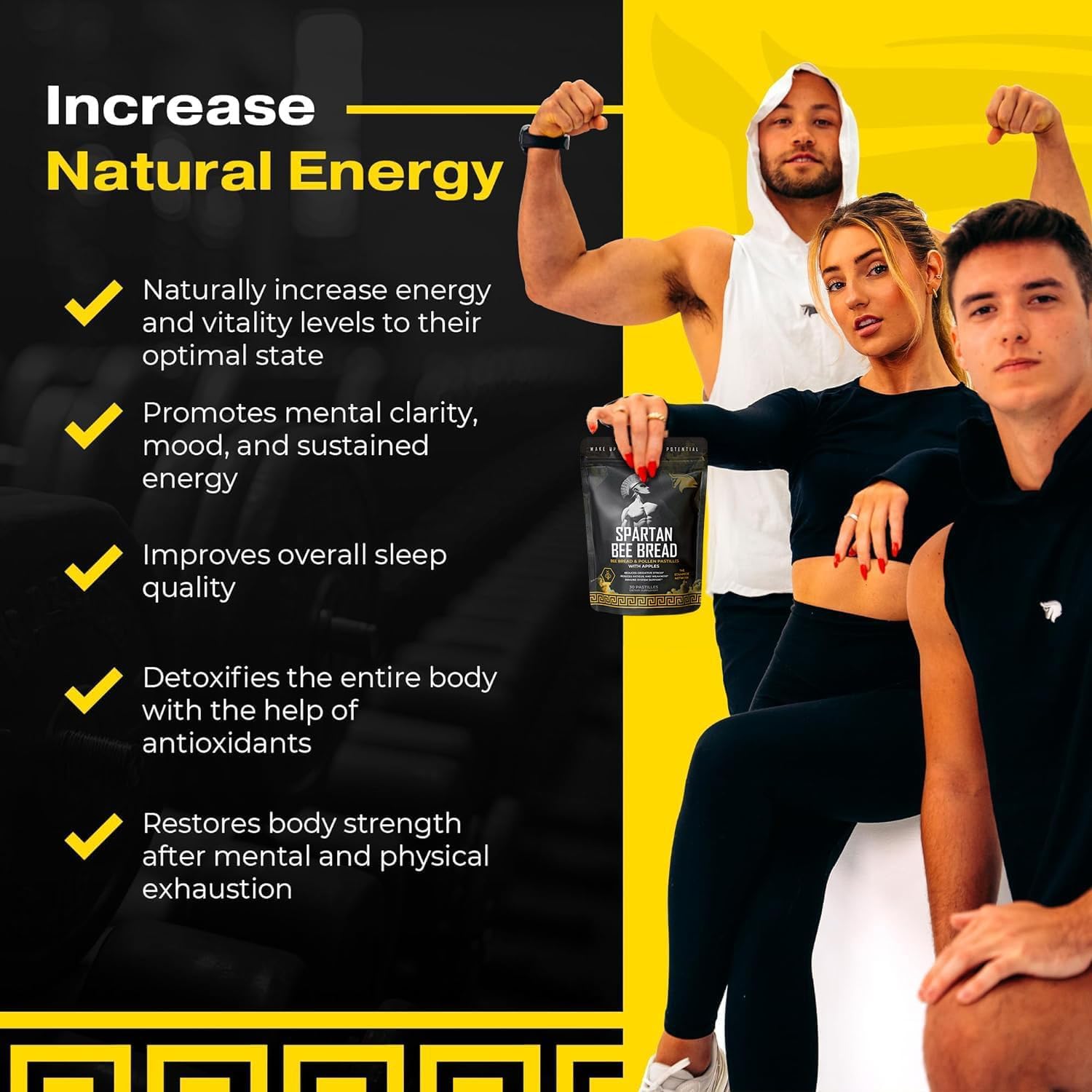 Spartan Bee Bread Chewables | Natural Multivitamin with High-Absorption Bee Pollen & Honey | Fermented by Bees for Energy, Vitality, Sleep, Recovery & Immunity | Non-GMO & 100% Natural